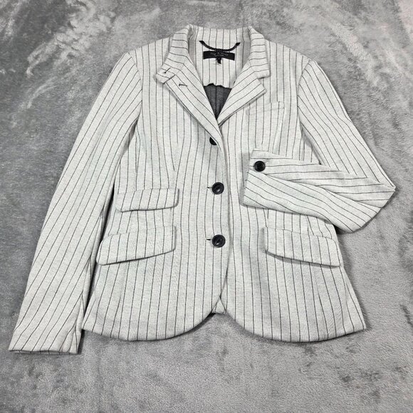 Rag & Bone Blazer Womens 2 Slade Gray Pinstripe Ponte Knit Jacket - Picture 2 of 11